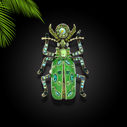 Enamel Crystal Beetle Brooches Gift