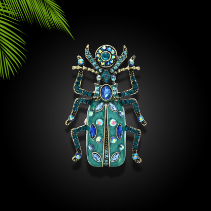 Enamel Crystal Beetle Brooches Gift